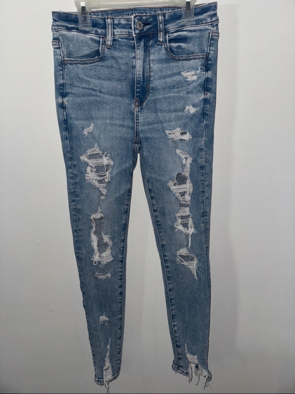 American Eagle Outfitters Light Blue Ripped Skinny Jeans